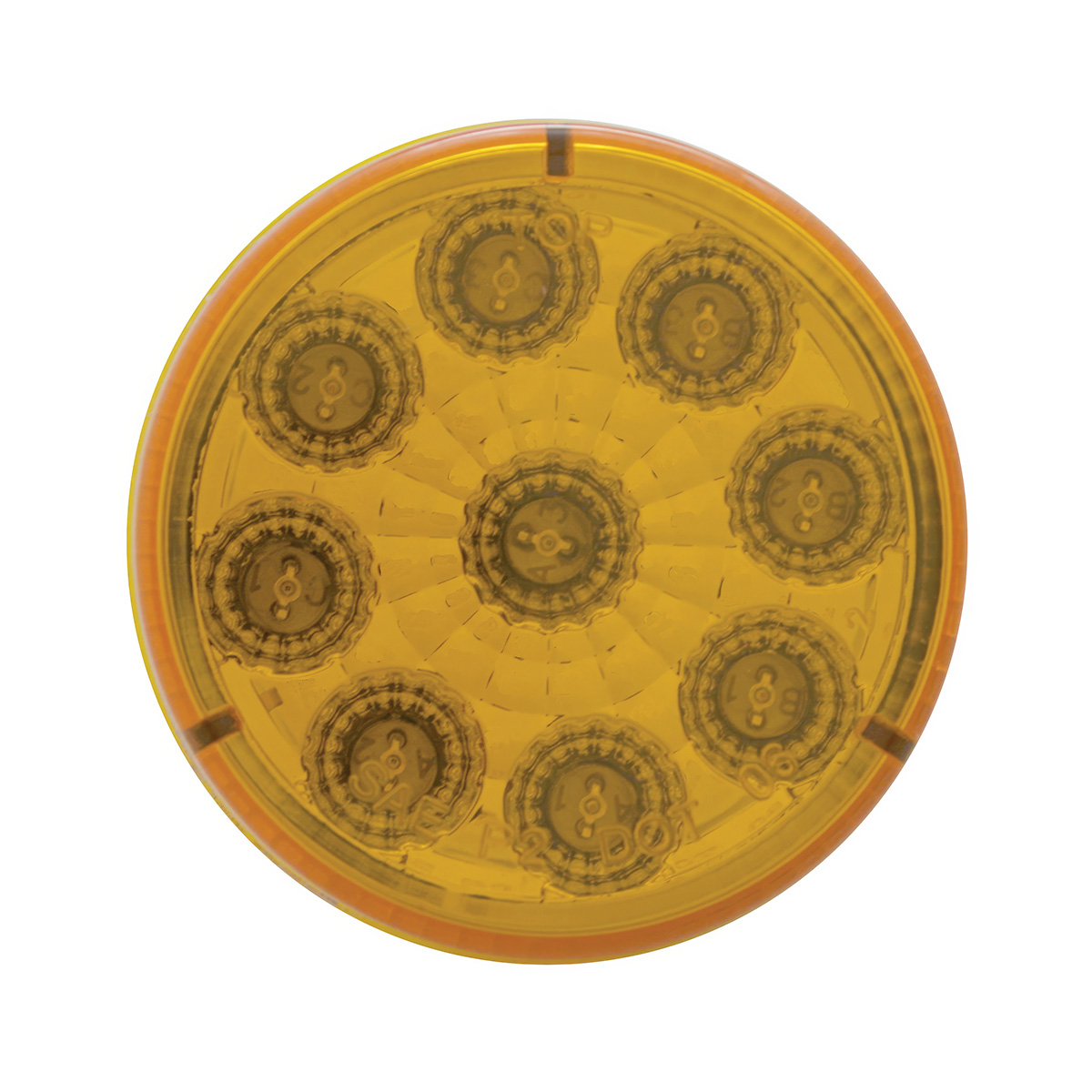 9 LED 2" Round Reflector Light (Clearance/Marker) - Amber LED/Amber Lens (Bulk) - Thumbnail 2