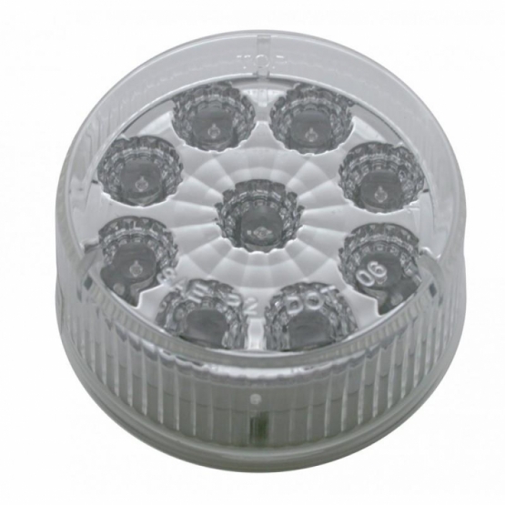 9 LED 2" Round Reflector Light (Clearance/Marker) - Amber LED/Clear Lens (Bulk) - Thumbnail 2
