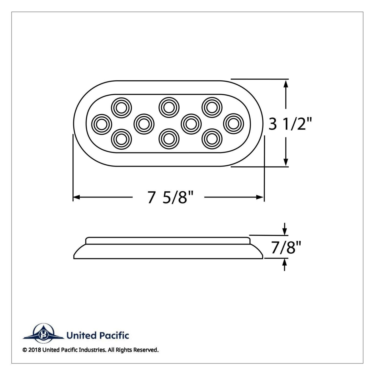 10 LED 6" Oval Flange Mount Turn Signal Light With Bezel - Amber LED/Amber Lens (Bulk) - Thumbnail 5