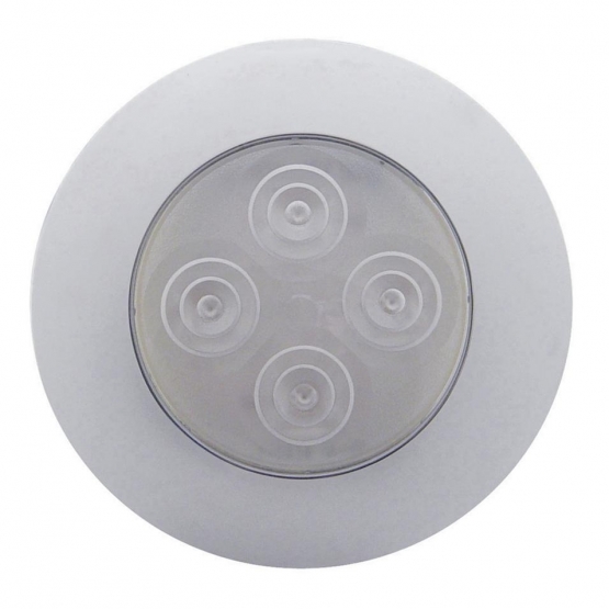 4 LED 1-3/4" Dome Light 3" Round Bezel-White LED/Clear Lens - Thumbnail 2
