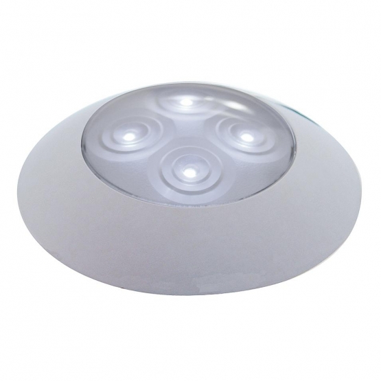 4 LED 1-3/4" Dome Light 3" Round Bezel-White LED/Clear Lens - Thumbnail 3