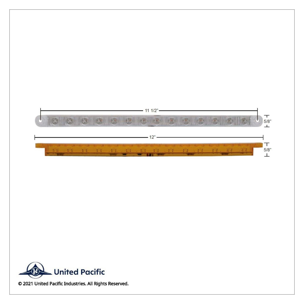 14 LED 12" Turn Signal Light Bar - Amber LED/Clear Lens - Thumbnail 4