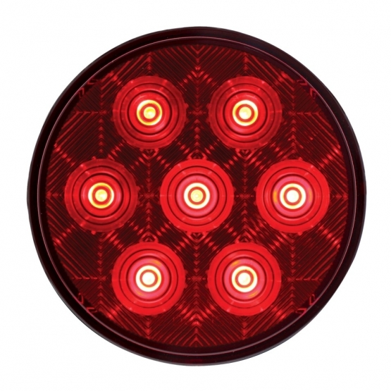 7 LED 4" Round Competition Series Light (Stop, Turn & Tail) - Red LED/Red Lens (Bulk)