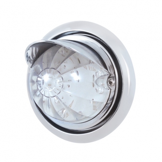 Front Bumper Light With 17 Amber LED Dual Function Watermelon Light & Visor For Fl Columbia - Clear Lens