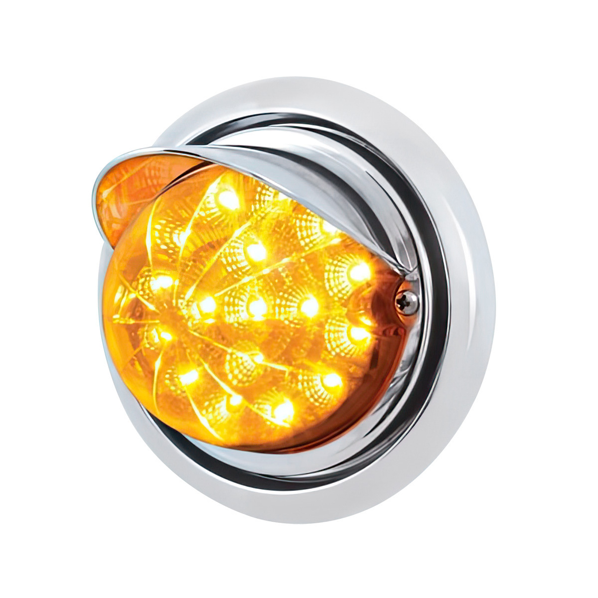Front Bumper Light With 17 Amber LED Reflector Light & Visor For Freightliner Columbia - Amber Lens - Thumbnail 2