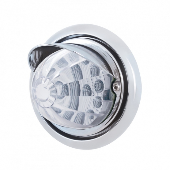 Front Bumper Light With 17 Amber LED Reflector Watermelon Light & Visor For Freightliner Columbia - Clear Lens