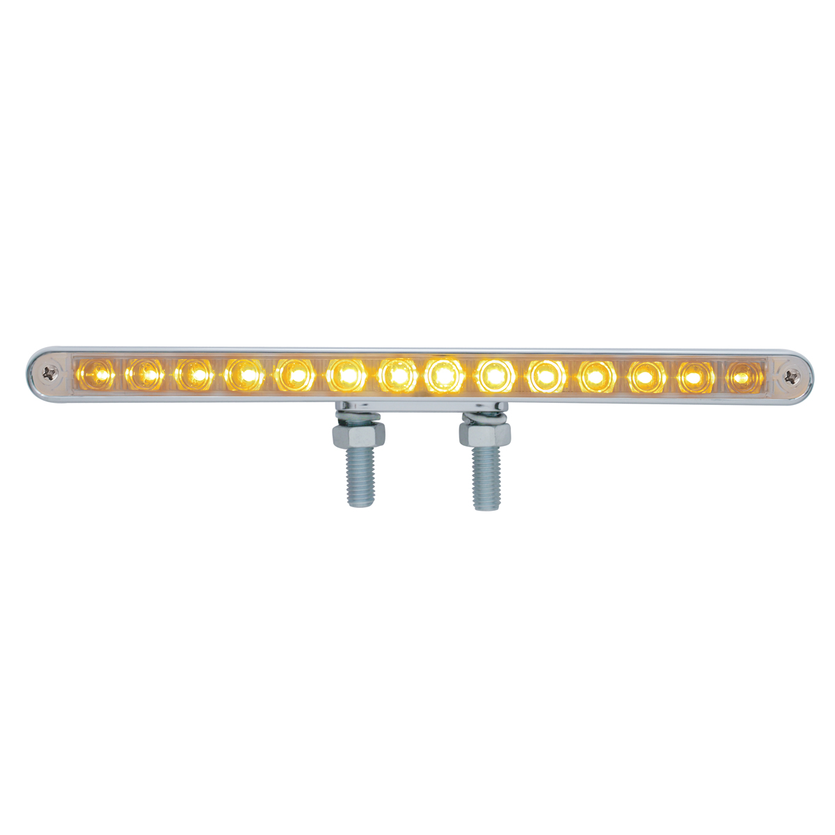 28 LED 12" Double Face Light Bar - Amber & Red LED/Chrome Lens - Thumbnail 2
