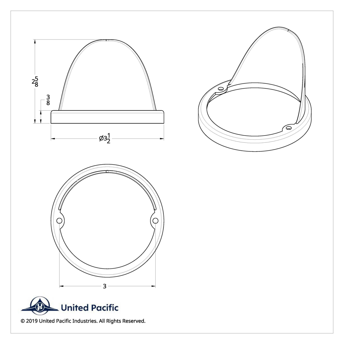 Chrome LED Light Flush Mount Base With Visor (Bulk) - Thumbnail 5