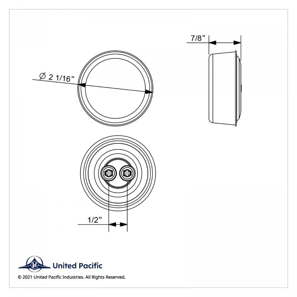 7 LED 2" Round Turbine Light (Clearance/Marker) - Red LED/Red Lens - Thumbnail 7