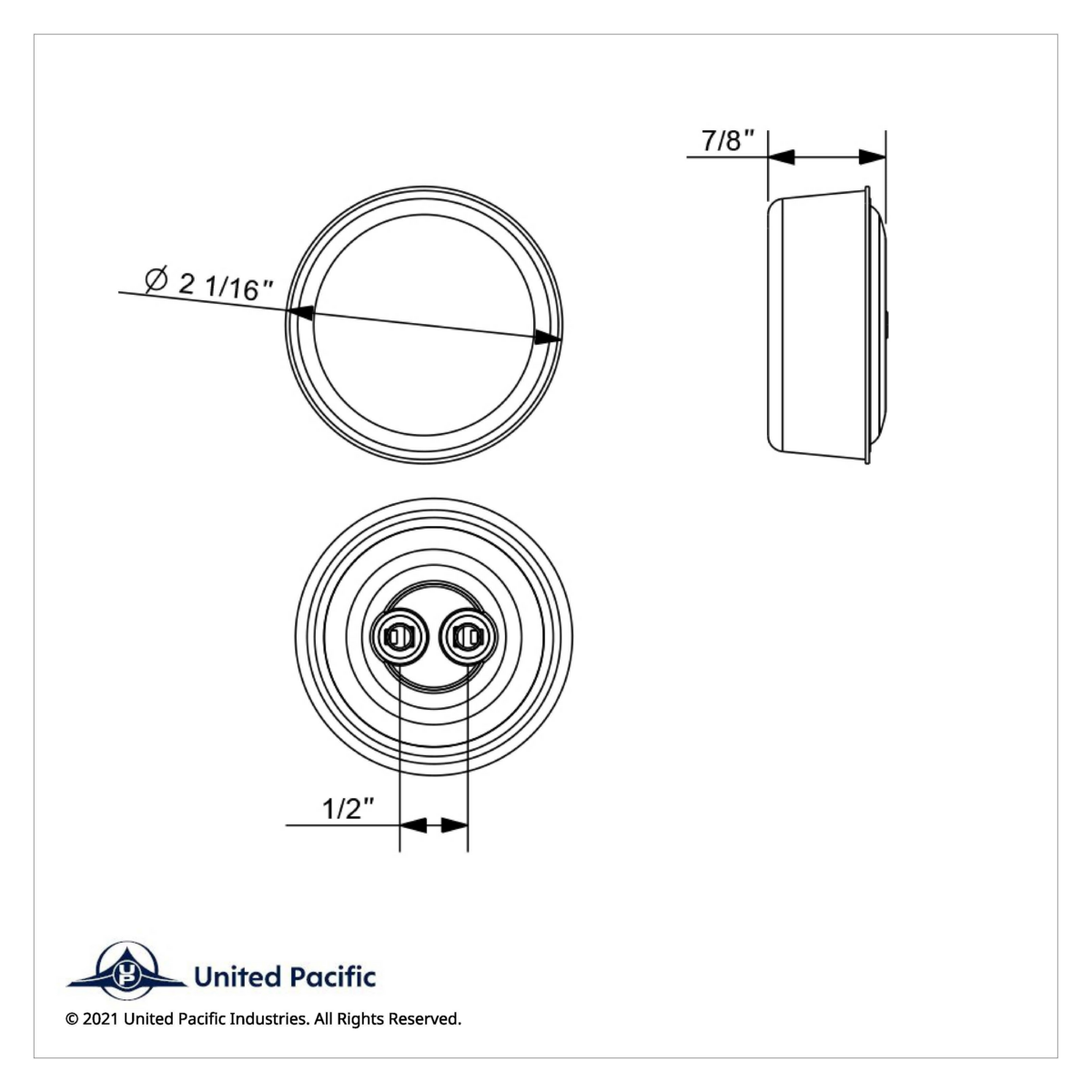 7 LED 2" Round Turbine Light (Clearance/Marker) - Red LED/Red Lens - Thumbnail 9