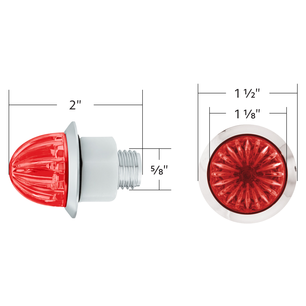 2 LED Dual Function 1-1/8" Watermelon Light (Clearance/Marker) - Red LED/Red Lens - Thumbnail 7