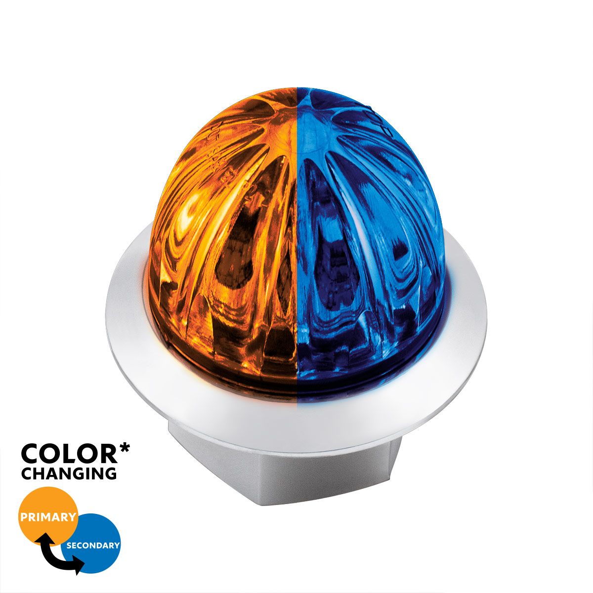 4 LED 1-1/8" Watermelon Double Fury Light With Clear Lens (Clearance/Marker) - Amber & Blue LED