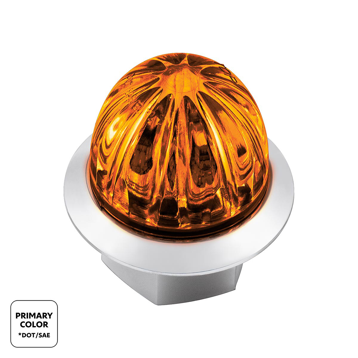 4 LED 1-1/8" Watermelon Double Fury Light With Clear Lens (Clearance/Marker) - Amber & Red LED - Thumbnail 2