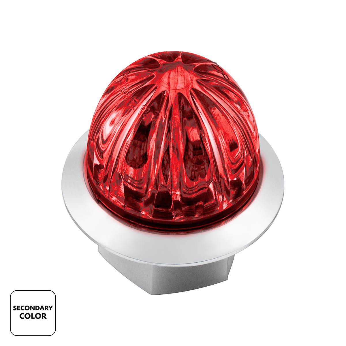 4 LED 1-1/8" Watermelon Double Fury Light With Clear Lens (Clearance/Marker) - Amber & Red LED - Thumbnail 3