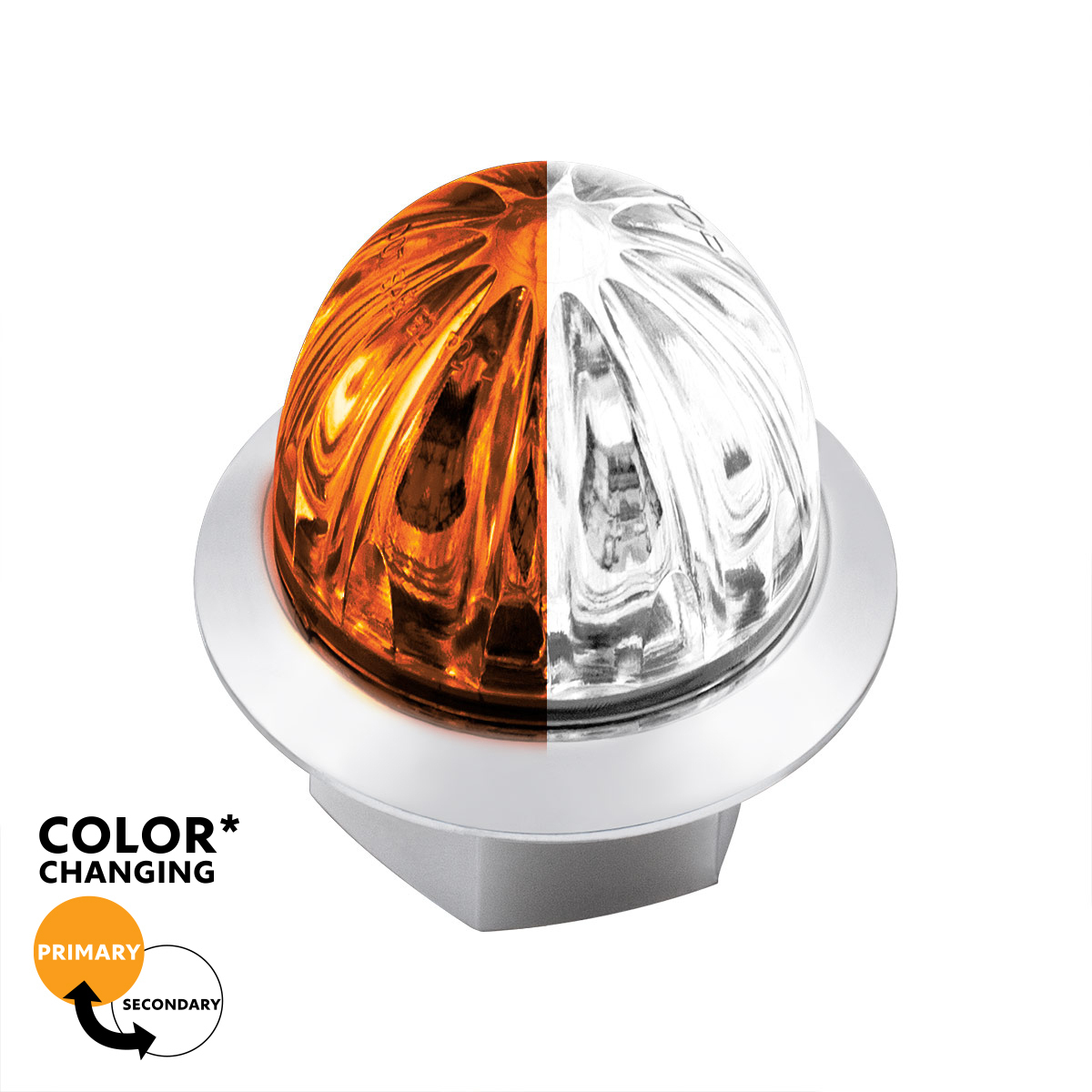 4 LED 1-1/8" Watermelon Double Fury Light With Clear Lens (Clearance/Marker) - Amber & White LED - Thumbnail 16