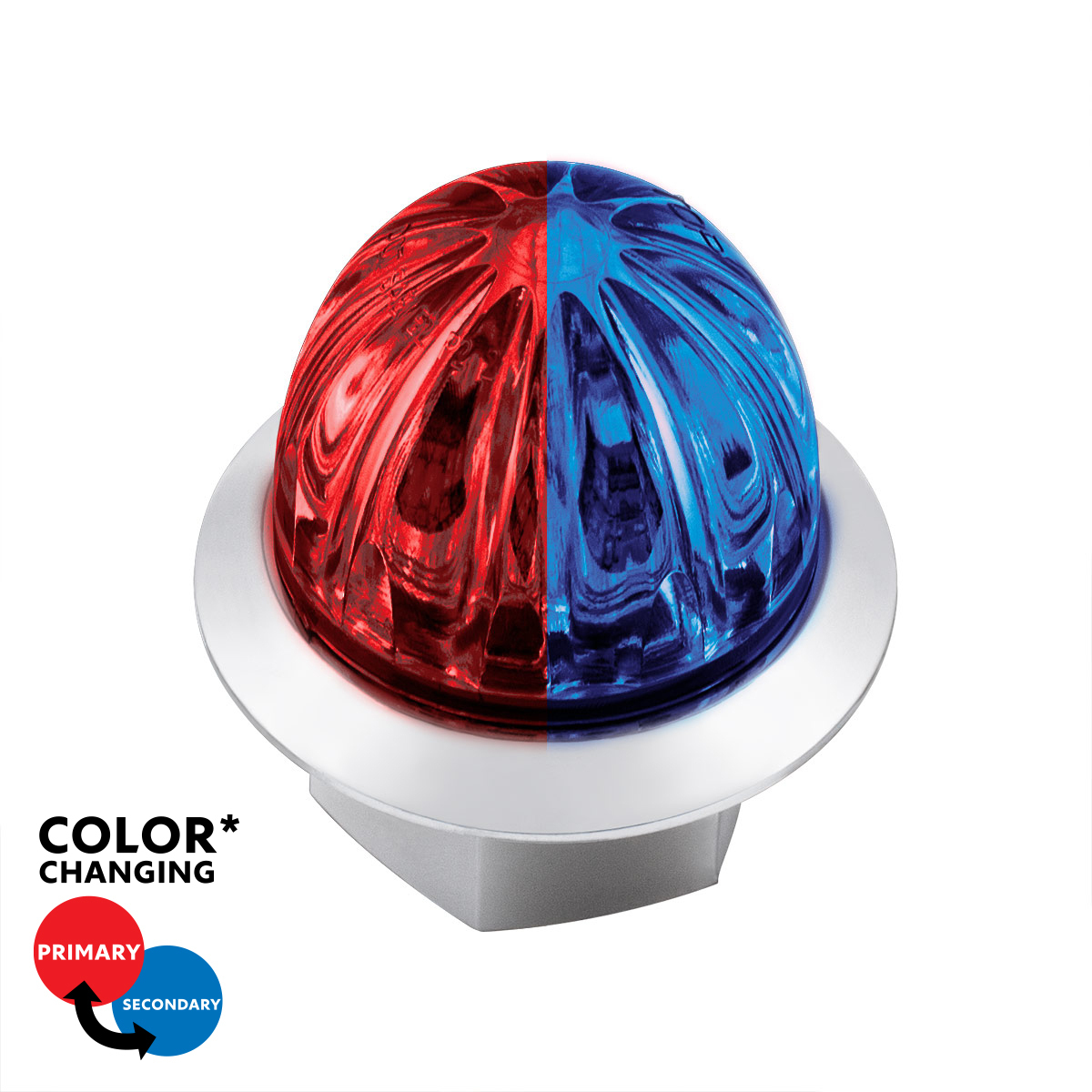 4 LED 1-1/8" Watermelon Double Fury Light With Clear Lens (Clearance/Marker) - Red & Blue LED - Thumbnail 16