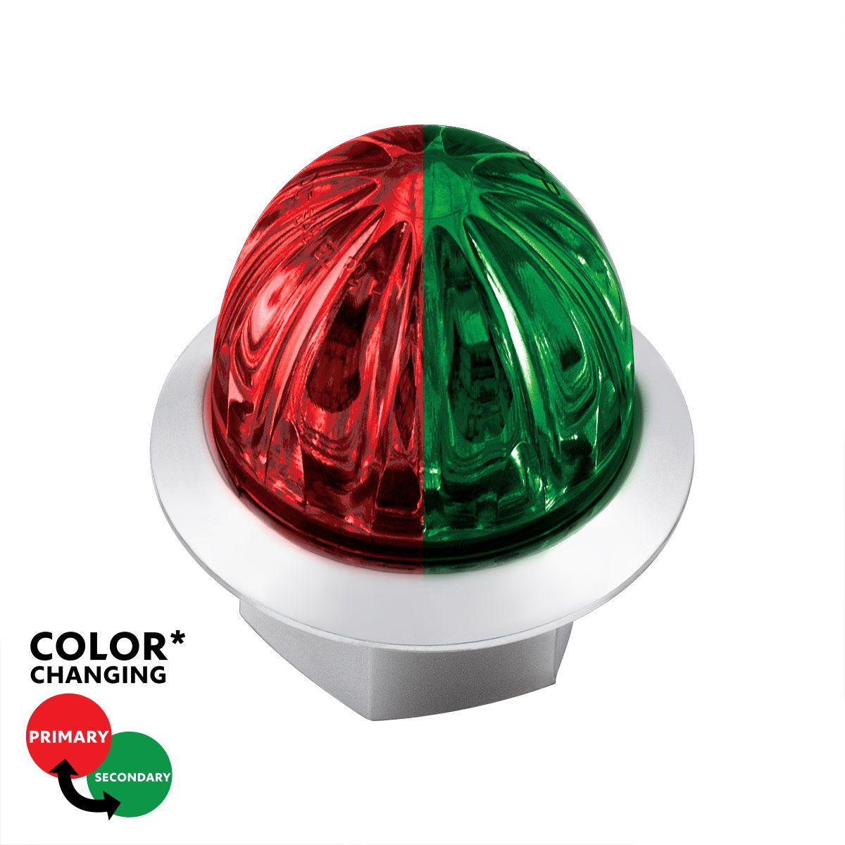 4 LED 1-1/8" Watermelon Double Fury Light With Clear Lens (Clearance/Marker) - Red & Green LED