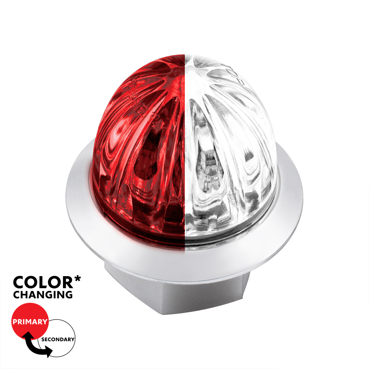 4 LED 1-1/8" Watermelon Double Fury Light With Clear Lens (Clearance/Marker) - Red & White LED - Thumbnail 16