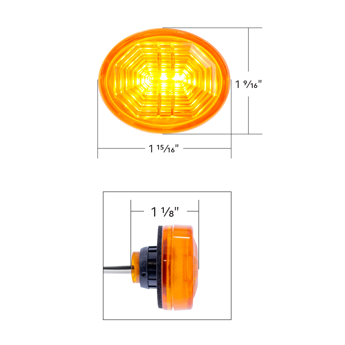 3 LED Oval Clearance/Marker Light-Amber LED/Amber Lens - Thumbnail 10