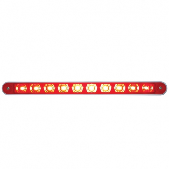 10 LED 9" Light Bar With Bezel (Stop, Turn & Tail) - Red LED/Red Lens