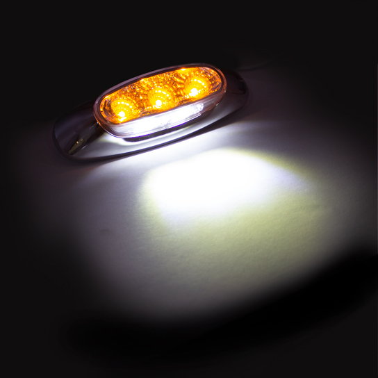 5 LED Reflector Light (Auxiliary/Utility) With Side Ditch Light - Amber LED/Clear Lens (Bulk) - Thumbnail 3