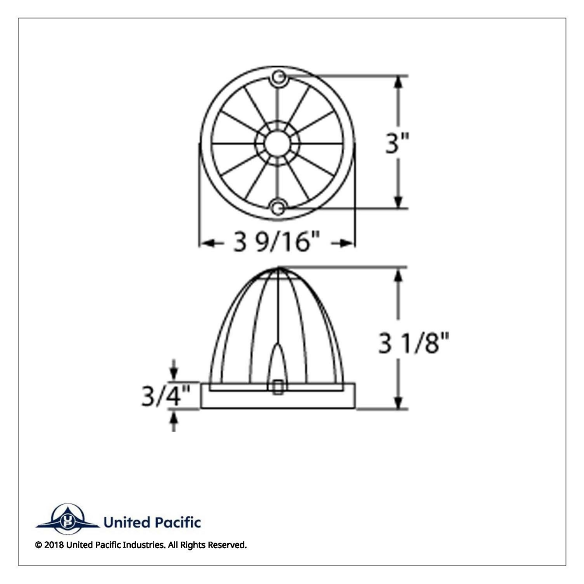 13 LED Watermelon Truck-Lite Style Cab Light - Amber LED/Amber Lens - Thumbnail 5
