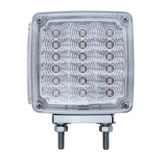 39 LED Reflector Double Face Turn Signal Light (Passenger) - Amber & Red LED/Clear Lens - Thumbnail 2