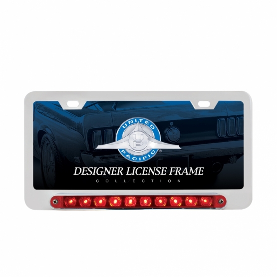 Deluxe License Plate Frame W/Split Turn Function LED Light - Chrome - Thumbnail 3