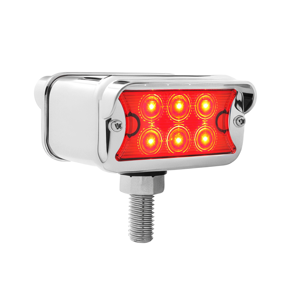 12 LED Dual Function Double Face Light W/Visor - T-Mount - Amber & Red LED/Amber & Red Lens - Thumbnail 3