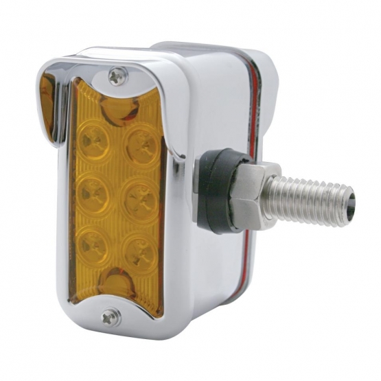 12 LED Dual Function Double Face Light W/Visor - Vertical Side Mount - Amber & Red LED/Amber & Red Lens