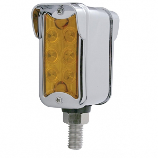 12 LED Dual Function Double Face Light W/Visor - Vertical Mount - Amber & Red LED/ Amber & Red Lens