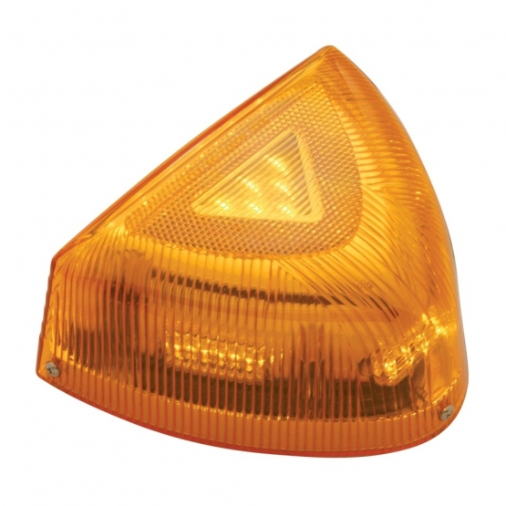 37 LED Turn Signal Light With Chrome Base For 1987-2007 Peterbilt 379/378/357- Amber LED/Amber Lens - Thumbnail 3