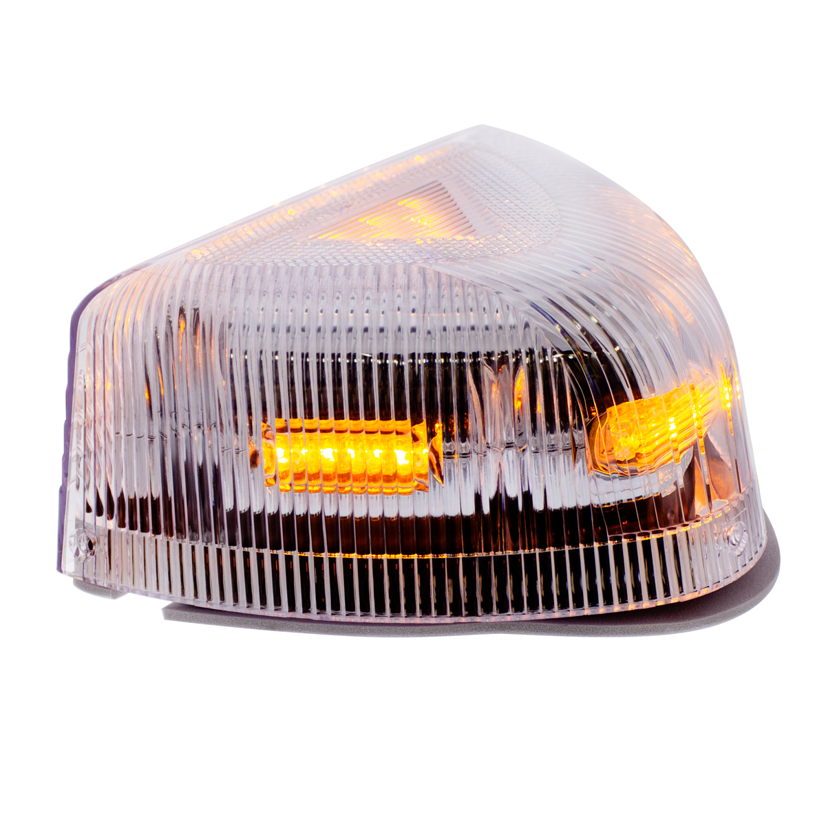 37 LED Turn Signal Light With Chrome Base For 1987-2007 Peterbilt 379/378/357- Amber LED/Clear Lens - Thumbnail 5