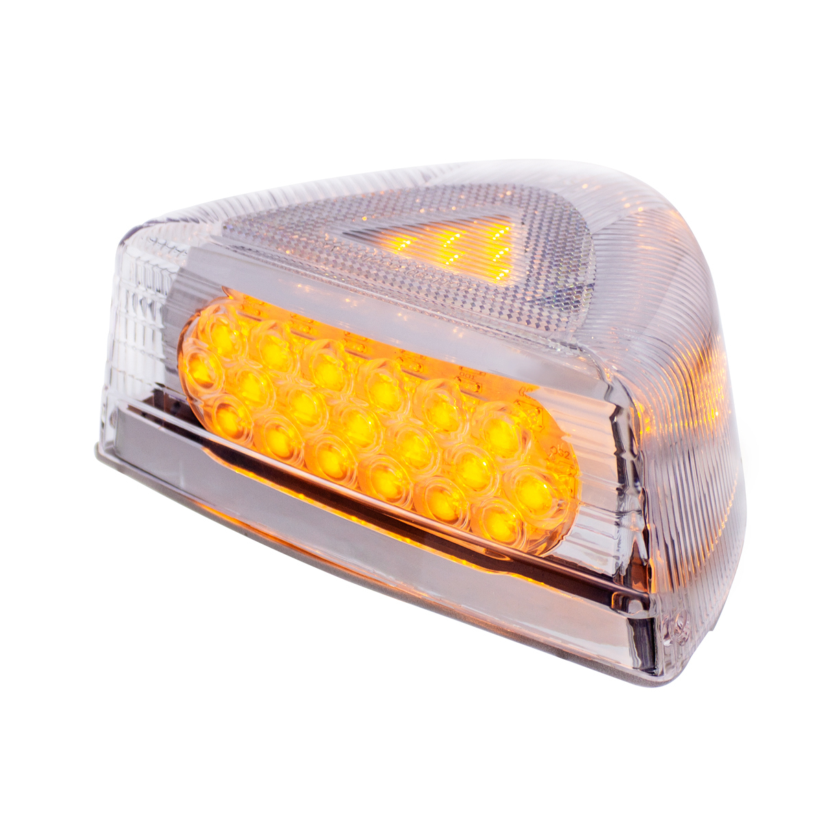 37 LED Turn Signal Light With Chrome Base For 1987-2007 Peterbilt 379/378/357- Amber LED/Clear Lens - Thumbnail 7