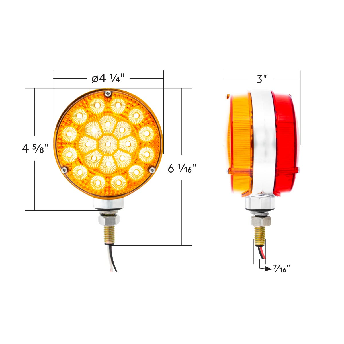 42 LED Reflector Double Face Competition Series Turn Signal Light-Amber & Red LED/Lens - Thumbnail 11