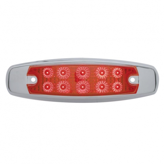 10 LED Reflector Rectangular Light (Clearance/Marker) - Red LED/Red Lens
