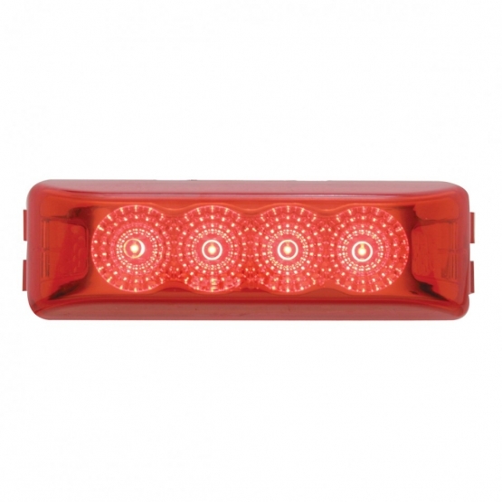 4 LED Reflector Rectangular Light (Clearance/Marker) - Red LED/Red Lens
