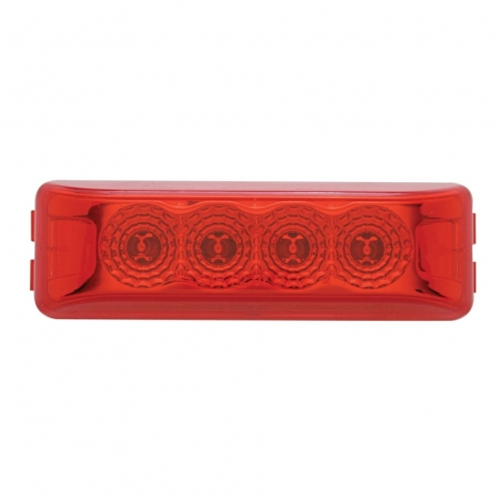 4 LED Reflector Rectangular Light (Clearance/Marker) - Red LED/Red Lens - Thumbnail 2