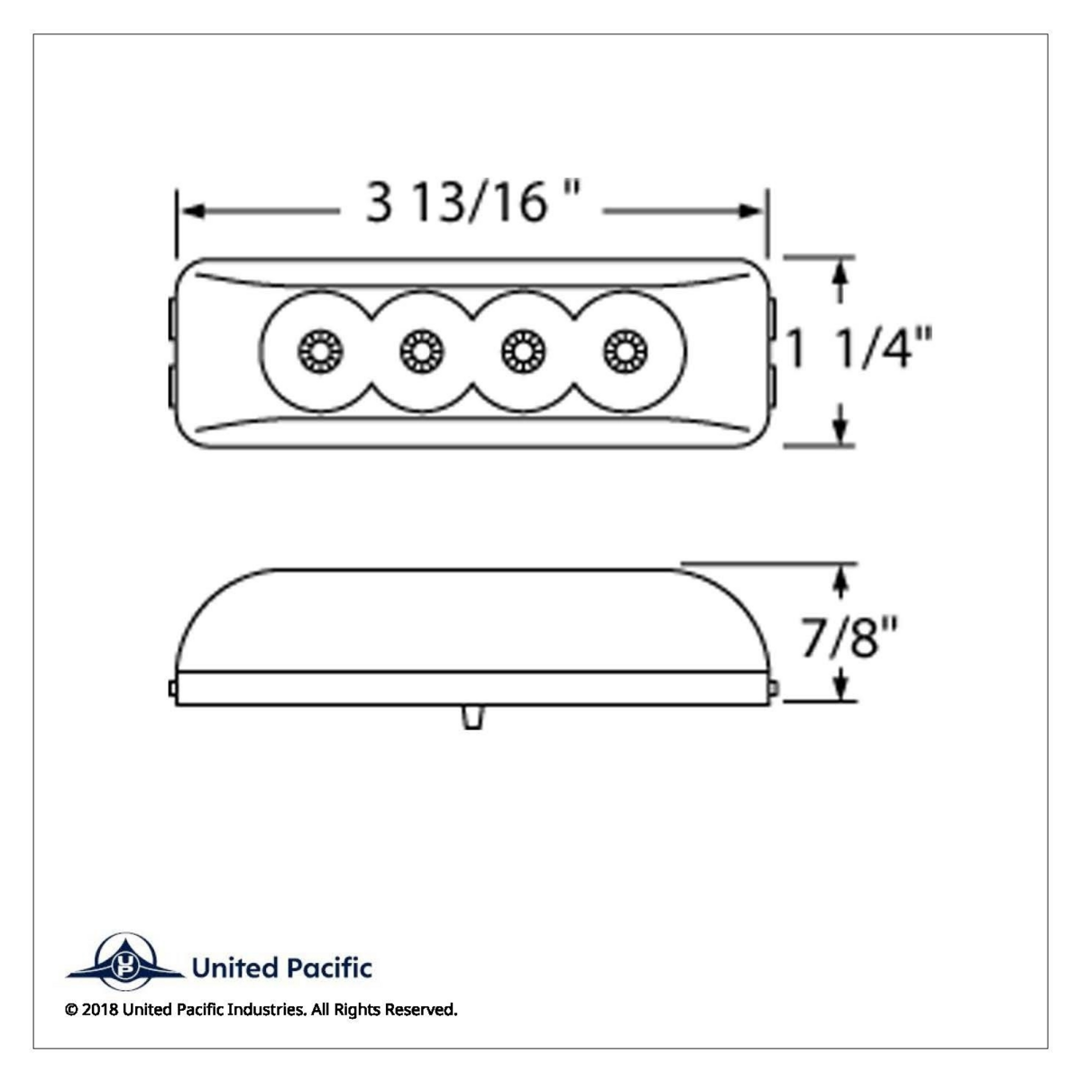 4 LED Reflector Rectangular Light (Clearance/Marker) - Amber LED/Clear Lens - Thumbnail 3