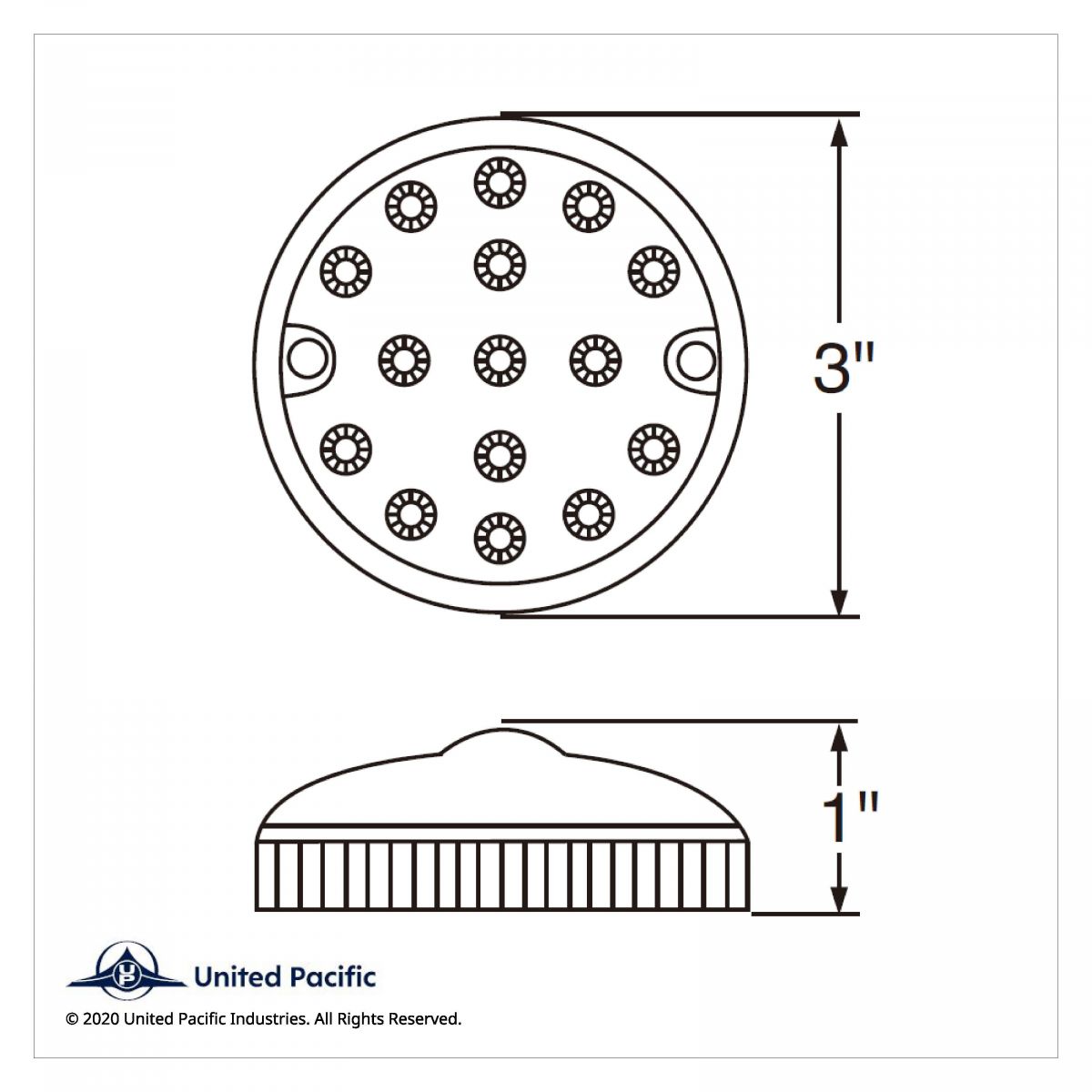 15 LED 3" Dual Function Reflector Single Face Light Only - Red LED/Clear Lens (Bulk) - Thumbnail 2