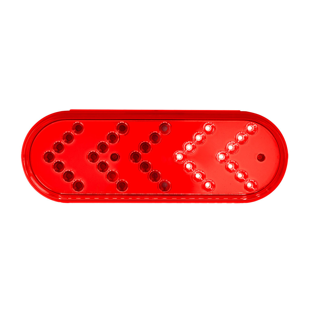 35 LED 6" Reflector Oval Sequential Turn Signal Light - Red LED/Red Lens - Thumbnail 2