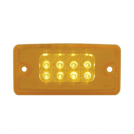 8 LED Reflector Cab Light For Freightliner Century (1996-2011) And Columbia (2001-2017) - Amber LED/Amber Lens
