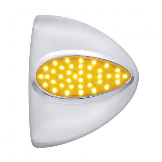 39 LED Teardrop Headlight Turn Signal Light Cover For Peterbilt - Amber LED/Amber Lens