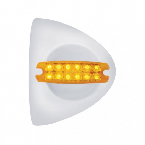 12 LED Reflector Headlight Turn Signal Light Cover - Amber LED/Amber Lens