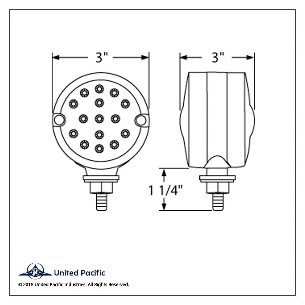 30 LED 3" Dual Function Reflector Double Face Light - Amber & Red LED/Amber & Red Lens - Thumbnail 3