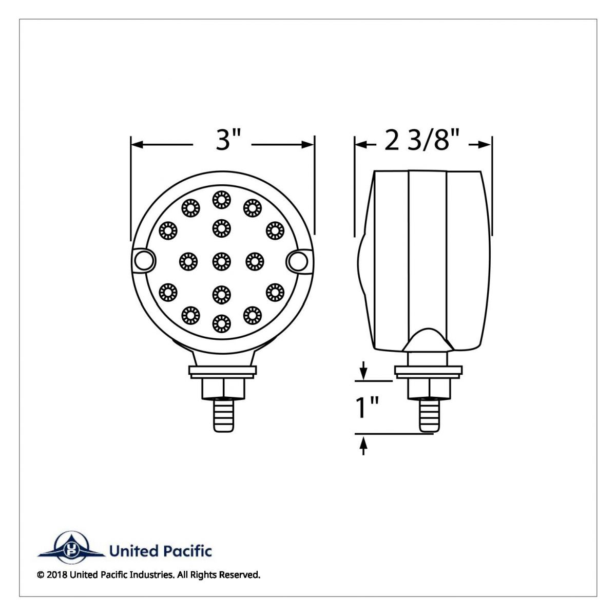 15 LED 3" Dual Function Reflector Single Face Light - Amber LED/Amber Lens - Thumbnail 5