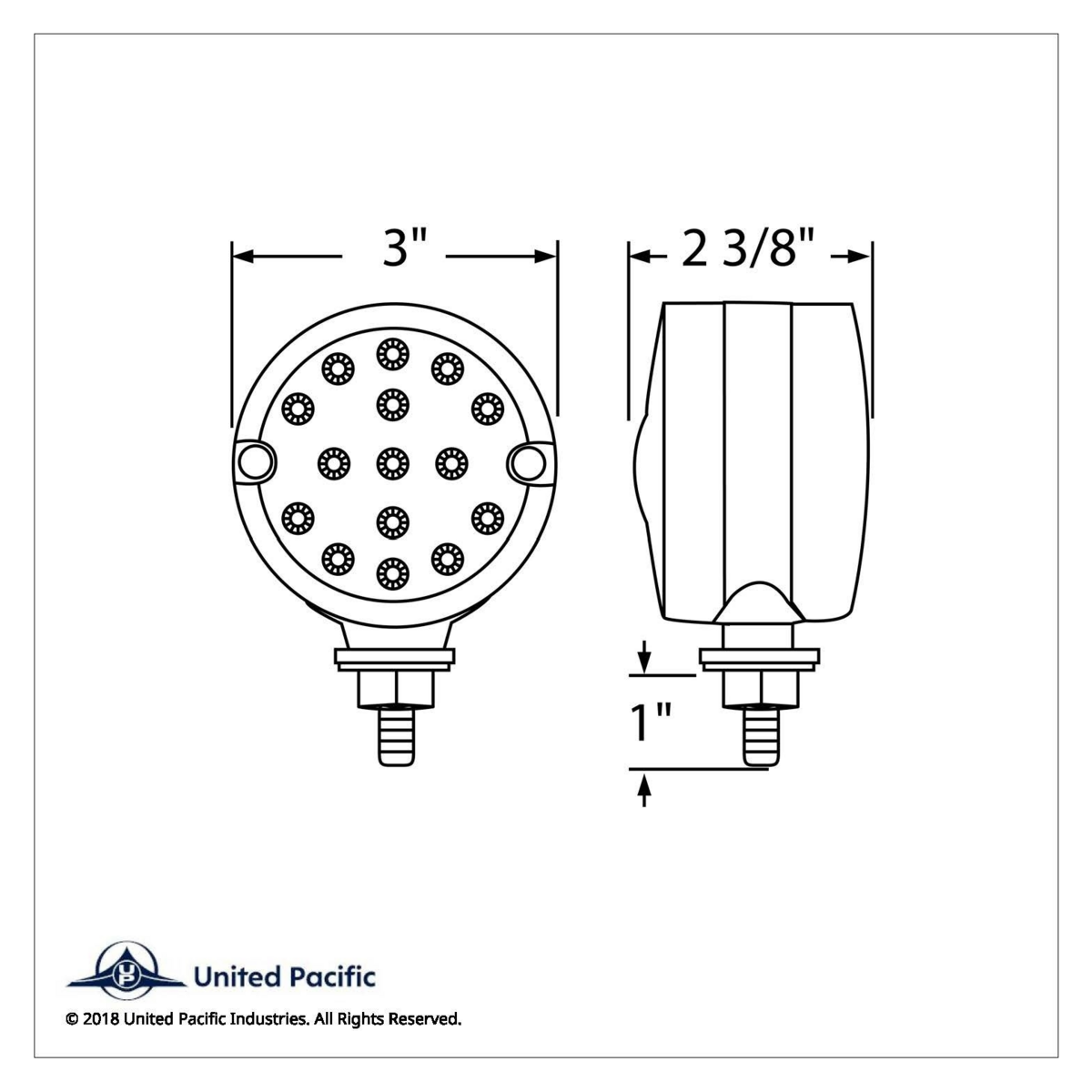 15 LED 3" Dual Function Reflector Single Face Light - Red LED/Red Lens - Thumbnail 3
