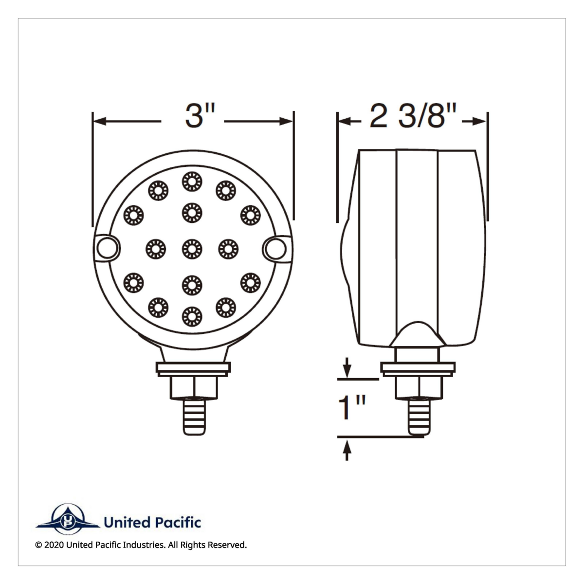 15 LED 3" Reflector Single Face Light - Amber LED/Amber Lens - Thumbnail 4