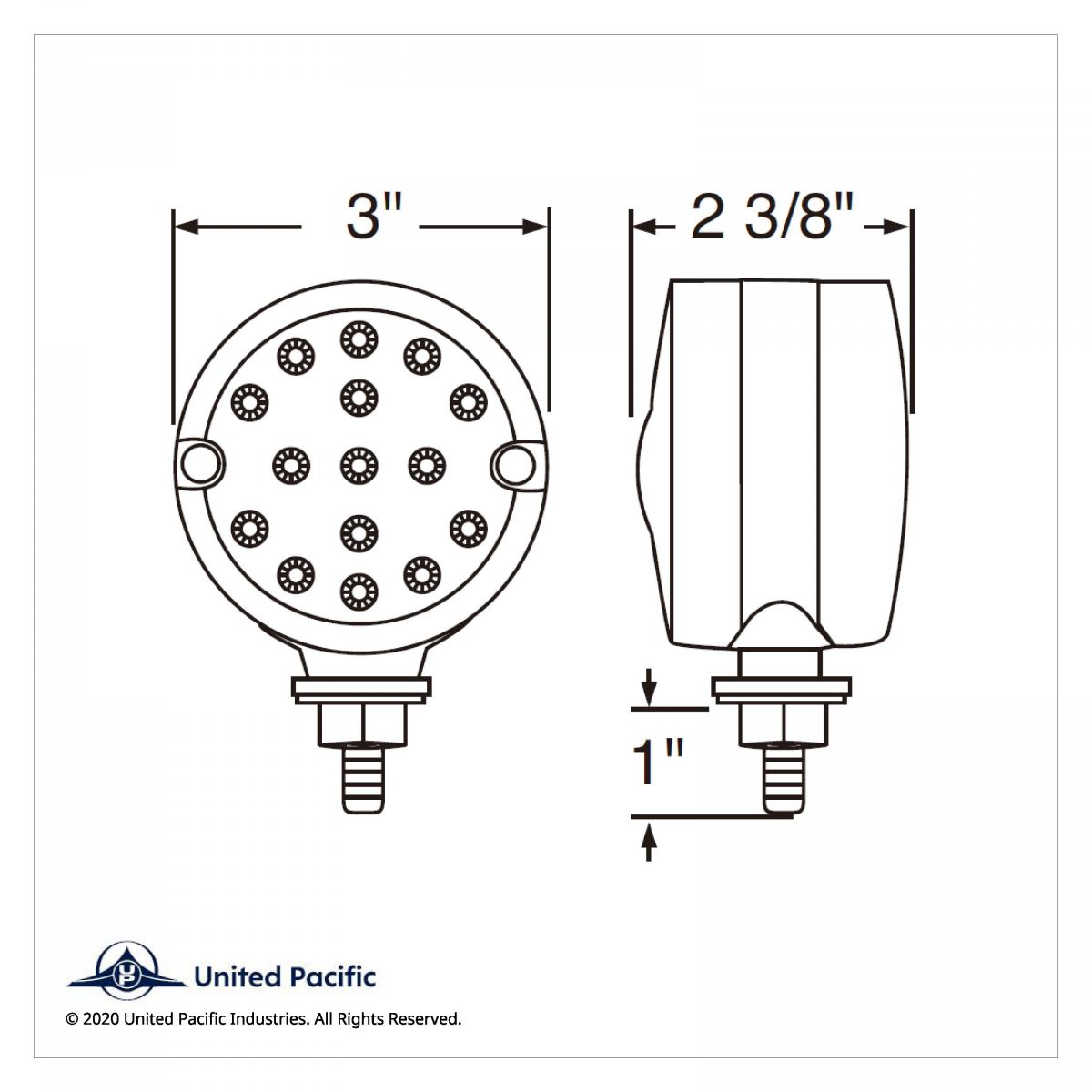 15 LED 3" Reflector Single Face Light - Red LED/Red Lens - Thumbnail 3