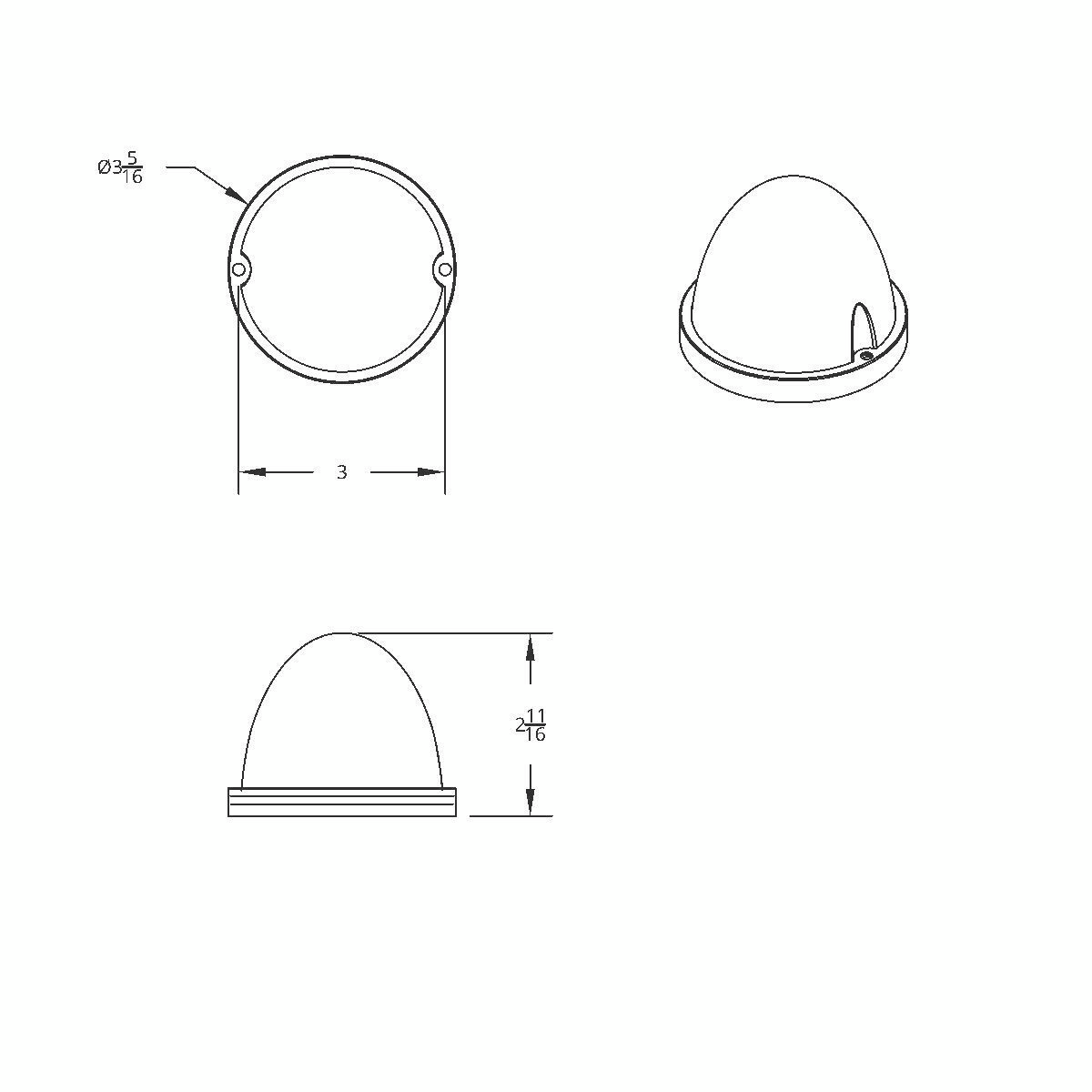 17 LED Watermelon Flush Mount Kit With Low Profile Bezel - Red LED/Clear Lens - Thumbnail 2